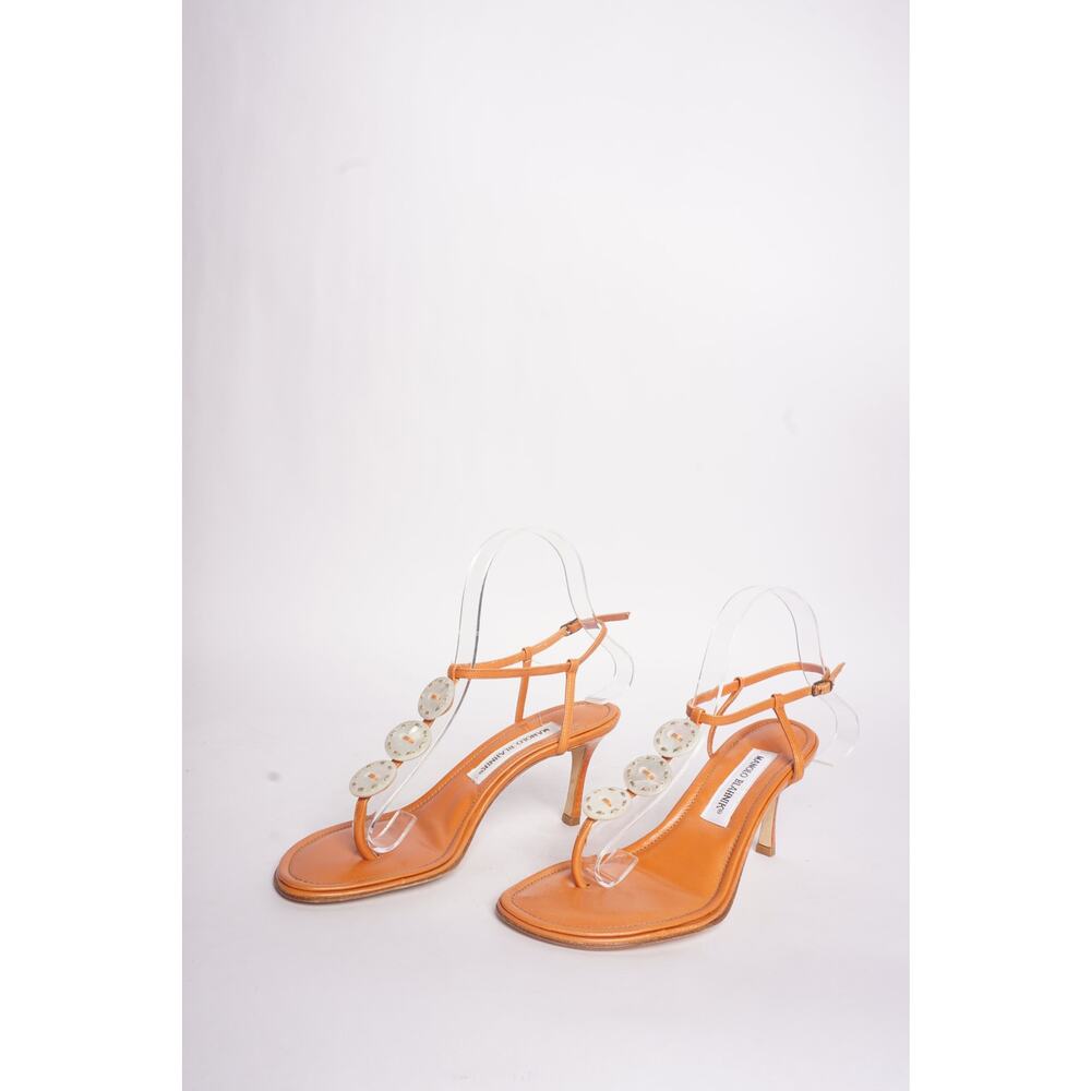 Manolo Blahnik Orange Shell Sandals
